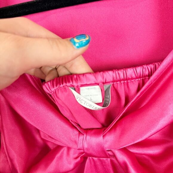 Victorias Secret Pink Robe Nightgown Slip Sexy Set Pink Large - Picture 6 of 11